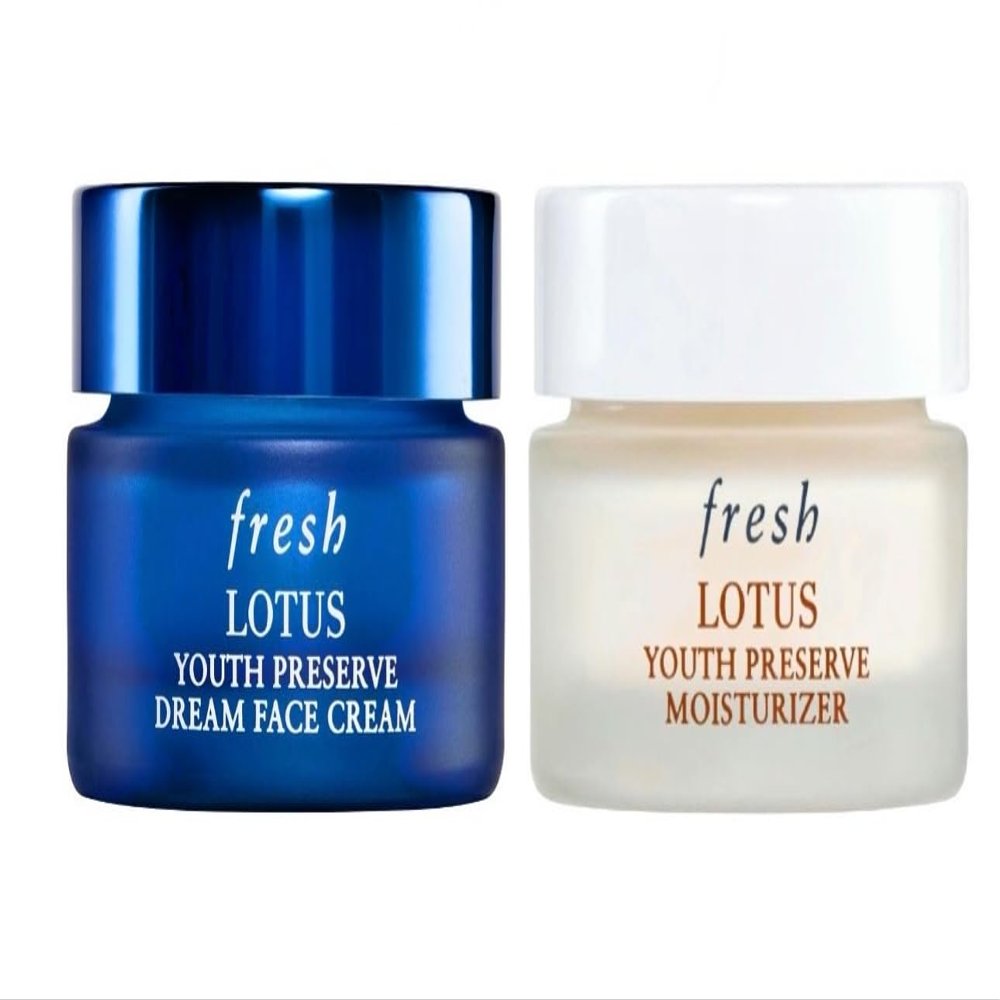 Fresh Lotus Youth Preserve Moisturizer, Dream Cream Deep Hydration Deluxe Travel Size Gift Set .5oz / 15mL