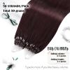 Moresoo Micro Link Hair Extensions Human Hair Dark bown #4 +micror loop hair extensions human hair burgundy #99J 22 inch micro beads hair extensions real human hair red microlink hair extensions brown view 2