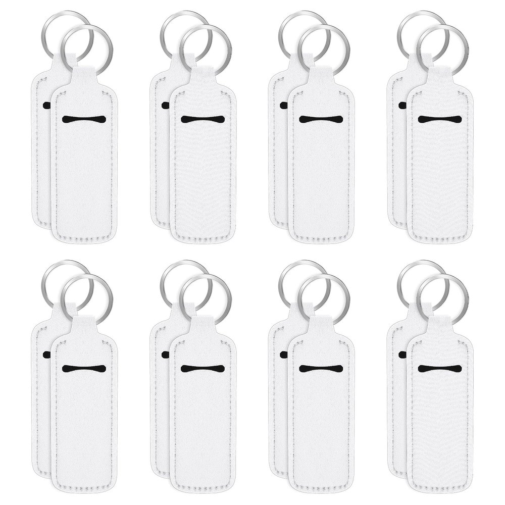 16PCS Sublimation Chapsticks Holder Blanks Keychain Chapsticks Holder Neoprene Lipstick Holder Keychain Lip Balm Holder Travel Key Ring Holder for Purse, Backpack Women DIY Ornament Crafts Supplies