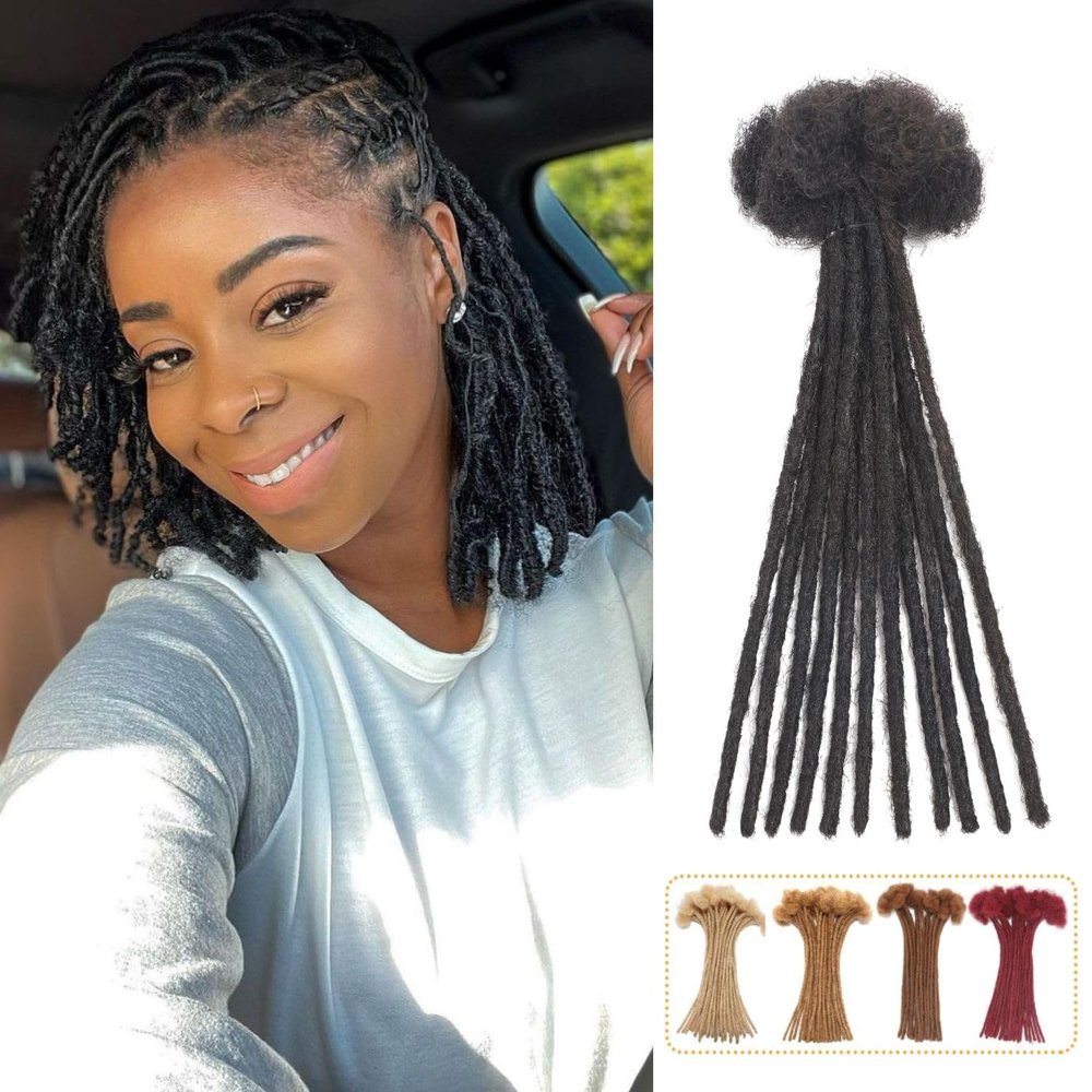 Mini Loc Extensions Human Hair 0.2 cm 8 Inch 60 Strands Dreadlock Extensions Human Hair Loc Extensions Dreads Extensions for Men Women Real Human Hair Locs 1B Natural Black Handmade Permanent Locs