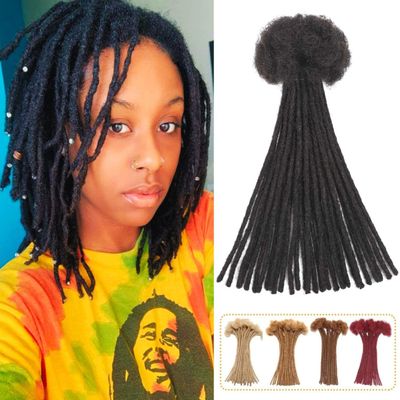 0.4 cm Loc Extensions Human Hair 100 Strands 8 Inch Dreadlock Extensions Human Hair Loc Extensions Dreads Extensions for Men Women Kids Real Human Hair Locs 1B Natural Black Handmade Locs