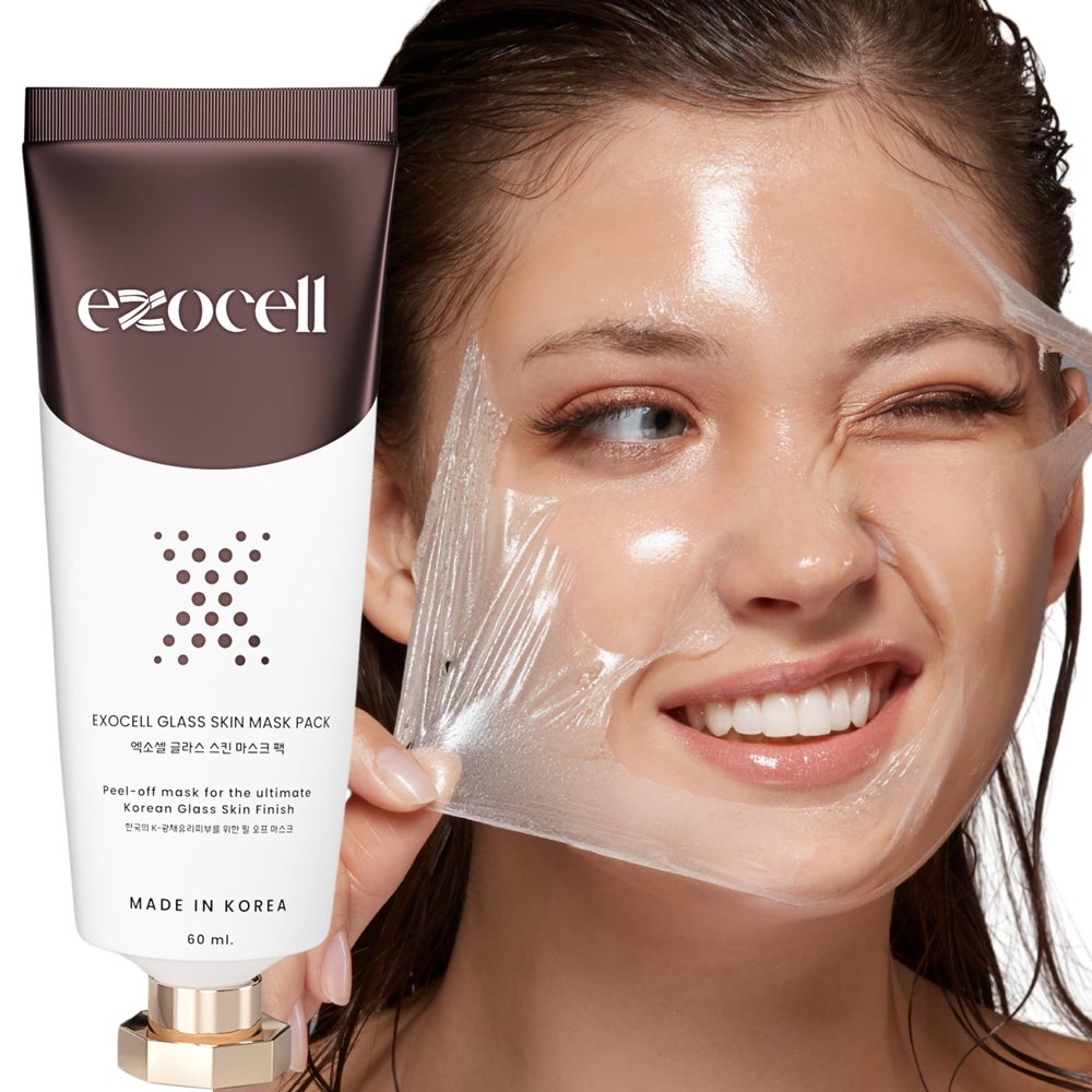EXOCELL Glass Skin Mask Pack, Korean Peel-Off Mask for Ultimate Glossy Skin Finish, 60 ml