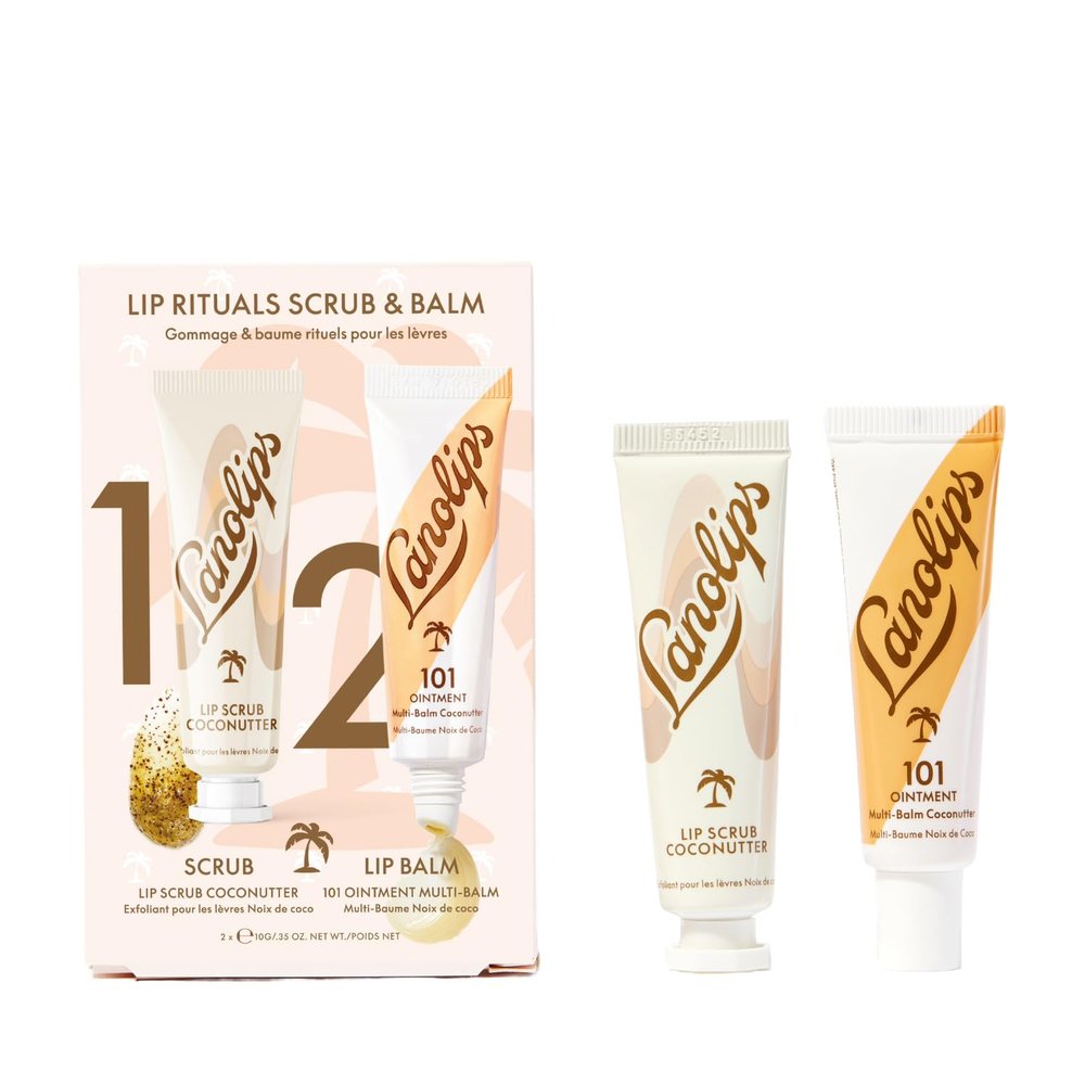 Lanolips Coconutter Lip Scrub & Lip Balm - Lip Rituals Lip Care Kit Infused with Pure Lanolin & Coconut Oil - Gently Smoothes and Hydrates Dead Skin (2 Count)