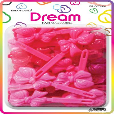 Dream World Self Hinge Barrette Soft Ribbon Pink Mix 28 Piece Pack BR2507MPK