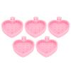 5Pcs Silicon Makeup Brush Cleaner Mat, Make Up Brush Cleaner Pad with Heart Shape Portable Foldable for Powder Puffs Sponges Pink view 1