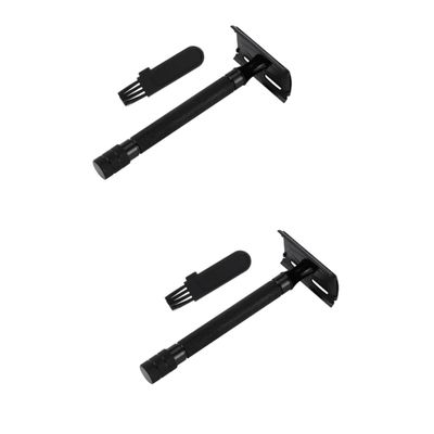Didiseaon 2pcs Manual Beard Shaver Double Edge Blade Razor Men Barber Razor Shaving Tool Travel-friendly