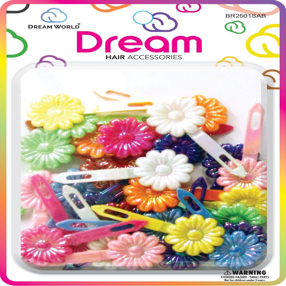 Dream World Self Hinge Barrette Daisy Aurora Borealis 30 Piece Pack BR2501SAB