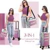 Rolling Makeup Train Case, 3-in-1 Makeup Trolley, Cosmetology Case on Wheels, Travel Makeup Organizer Case for Salon Barber Cosmetology Students, Nail Technicians, Hairstylists, and MUAs, Shiny Pink view 2