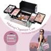 Rolling Makeup Train Case, 3-in-1 Makeup Trolley, Cosmetology Case on Wheels, Travel Makeup Organizer Case for Salon Barber Cosmetology Students, Nail Technicians, Hairstylists, and MUAs, Shiny Pink view 4
