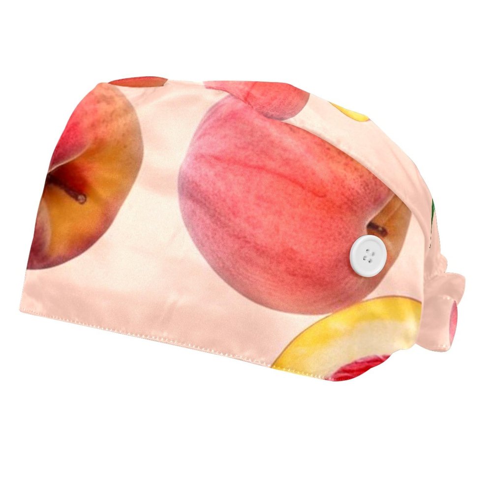 2 Pieces Scrub Caps Women Ponytail Scrub Cap Nursing Scrub Caps for Home Peach Fruits