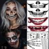8Pcs Skeleton Face Tattoo Halloween AccessoriesHalloween Tattoos Ghost Face Temporary Tattoo,Halloween Make Up Halloween Face Tattoos Stickers Zombie Makeup Kit (B-skeleton+zombie face tattoo) view 1