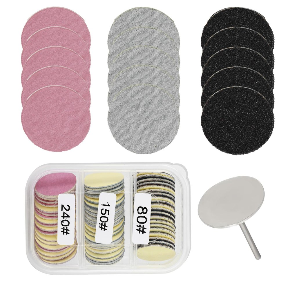 120pcs Nail Drill Replaceable Sandpaper Discs,25mm Metal Nail Drill Bits Sanding Paper Discs for Manicure Dead Skin Callus Removal Tools (#80#150#240)