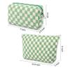 SOIDRAM 2 Pcs Checkered Makeup Bag Large Cosmetic Bag Toiletry Bag Makeup Pouch Travel Bag Organizer Cute Makeup Brushes Aesthetic Accessories Storage Bag for Women Green view 2
