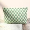 SOIDRAM 2 Pcs Checkered Makeup Bag Large Cosmetic Bag Toiletry Bag Makeup Pouch Travel Bag Organizer Cute Makeup Brushes Aesthetic Accessories Storage Bag for Women Green view 3