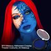 DE'LANCI Blue Face Makeup Foundation, Velcety Texture Blue Body Paint Matte Finish, Long-Lasting Waterproof Face Cream Greasepaint for Clown Avatar Vampire, Halloween Creepy Costume Makeup view 3