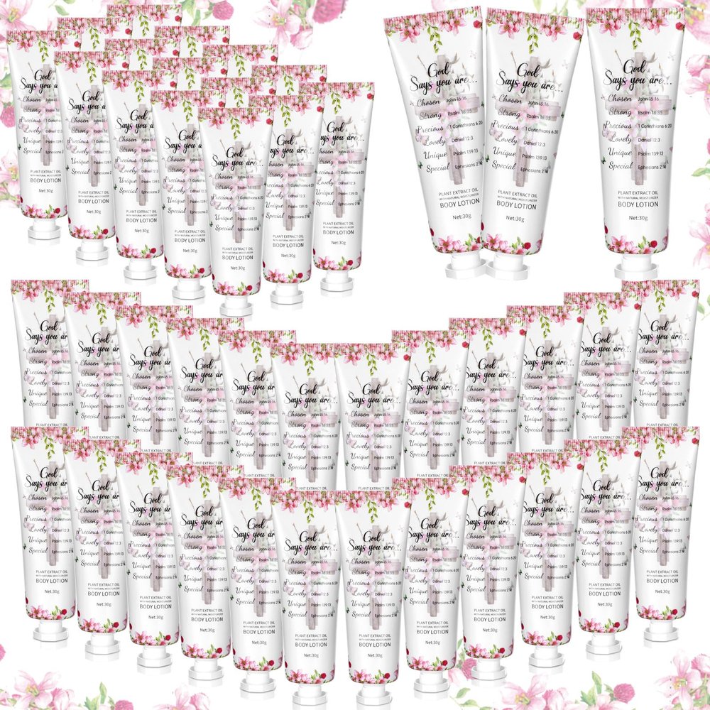 48 Pcs Christian Body Lotions Gifts Bulk for Women Christmas Church Appreciation Gift Mini Travel Christian Lotion Inspirational Bible Verse Body Cream Christmas Stocking Stuffer for Family Mom Women