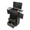 Beauty Salon Luggage, 4-Tiers Rolling Makeup Train Case Hairdressing Trolley Stylist Beauty Salon Cosmetic Luggage Travel Organizer Tool Box With Hair Dryer Holder For Barbershops, Beauty Salons view 1