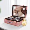 Bitodd Makeup Train Case, Portable LED Cosmetic Case, Travel Cosmetic Case, Large Makeup Artist Organizer Bag Suitable for Storing Cosmetics and Skincare Products, (with Light, Champagne Gold) view 3
