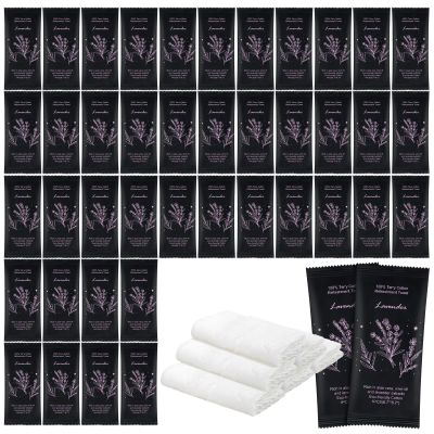 Hot or Cold Moist Cotton Towel Bulk Moist Towelettes Individually Wrapped 8.7" x 8.7",White Towel Services,Refreshment Pre Moistened Towels Lavender Scent for Travel Sport Party Spa Dentist Hotel