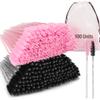 300 Pcs Disposable Mascara Wands, Crystal Eyelash Brush Eyebrow Spoolies for Eyelash Extensions, Pink & Black Mascara Brush view 1