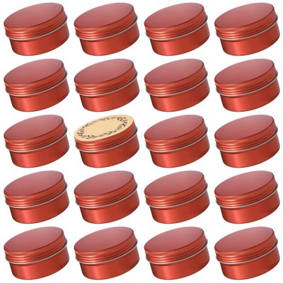24 Pack 3oz Screw Top Aluminum Tin Jars with Screw Lids and Blank Labels - Refillable 90ml Metal Containers for Lip Balms, Candles, Salves, Spices, Crafts (Orange)