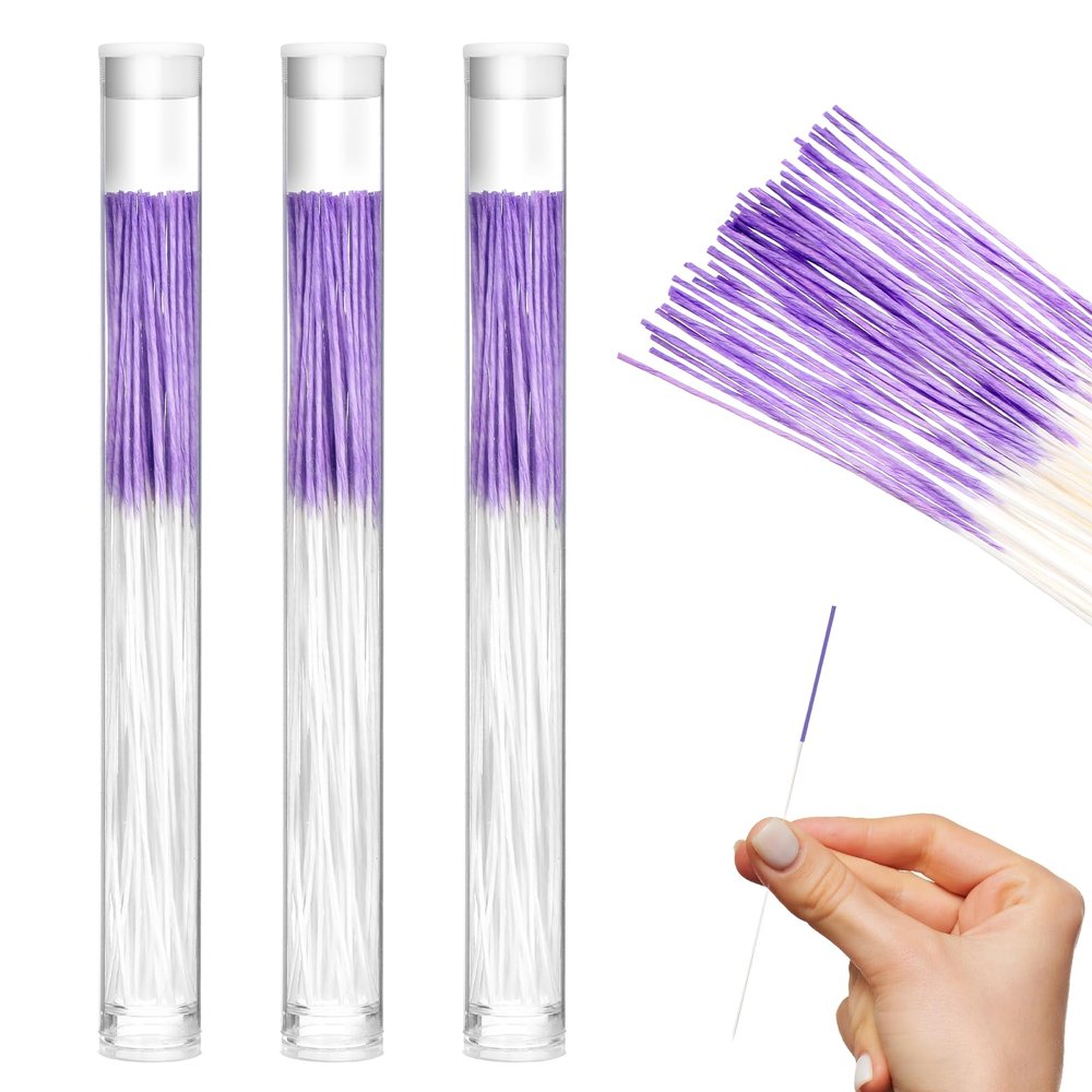 180 PCS Ear Hole Ear Care Kit Disposable Earrings Hole Cleaner Ear Piercing Care Cleaning Tool Ear Hole Cleaning Line Ear Piercing Cleaning Floss for Girls Women Men, Purple