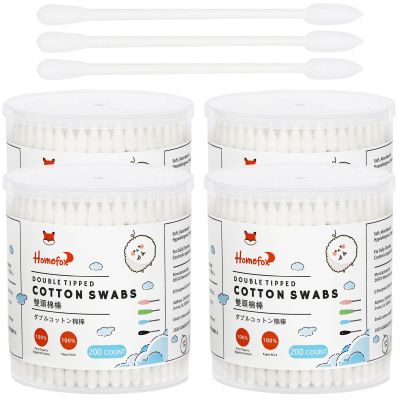 HOMEFOX Cotton Swabs Precision Pointed - 800 Count Pointy Organic Cotton Buds Double Side Tightly Wrapped Cotton Tips Paper Stick Soft Gentle Lint-Free Cruelty-Free, Pointy & Round (White)
