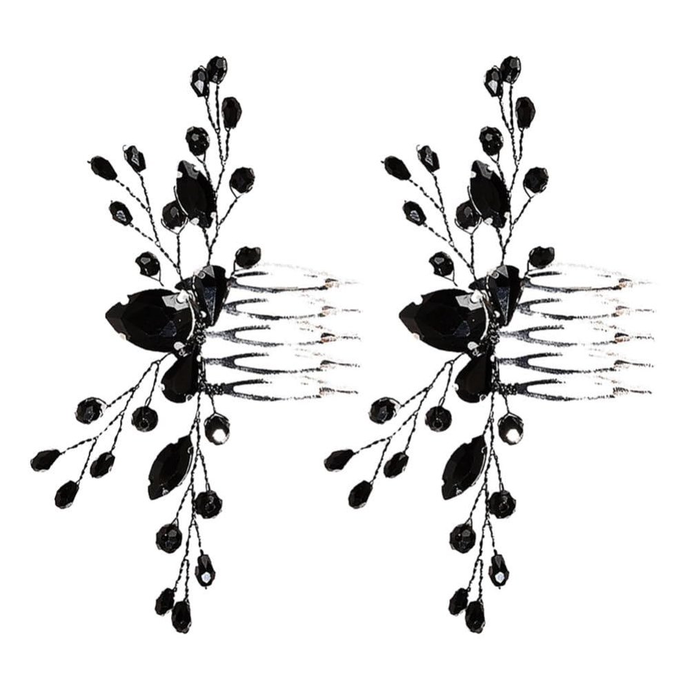 AOKWAWALIY 2pcs Bride Bridesmaids Hair Combs Wedding Hair Comb Rhinestone Inlaid Hair Combs Bride Hair Comb Women Hair Side Combs