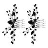AOKWAWALIY 2pcs Bride Bridesmaids Hair Combs Wedding Hair Comb Rhinestone Inlaid Hair Combs Bride Hair Comb Women Hair Side Combs view 1