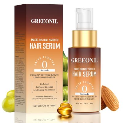 GREEONIL Hair Serum for Frizz Hair - Anti Frizz Serum Hydration and Shine and Gloss Treatment with Marula Oil, Squalane, Vitamin E, Olive, Leave-In, For All Hair Types, 1.76 Fl Oz