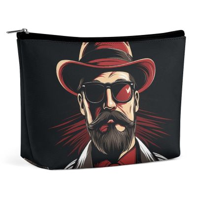 KLWQR Black Beard Makeup Bag for Purse Waterproof Cosmetic Bags Makeup Pouch with Zipper Travel Toiletry Bag Organizer for Women Ladies