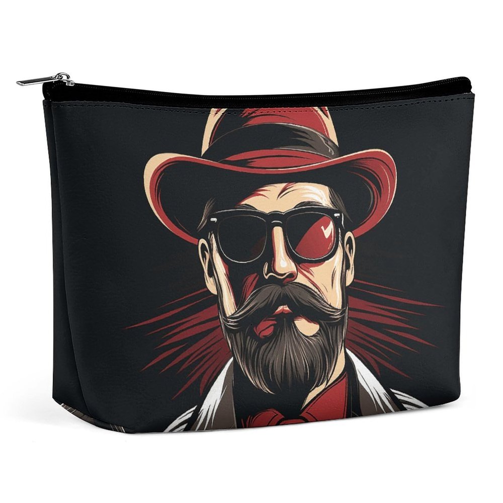 KLWQR Black Beard Makeup Bag for Purse Waterproof Cosmetic Bags Makeup Pouch with Zipper Travel Toiletry Bag Organizer for Women Ladies