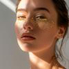 10 Pcs Glitter Freckles Face Tattoo Gold Freckle Temporary Tattoos | Gold Foil Freckle Makeup Patches Waterproof Faux Freckles Face Glitter Tattoos for Women Eye Face Accessories view 3