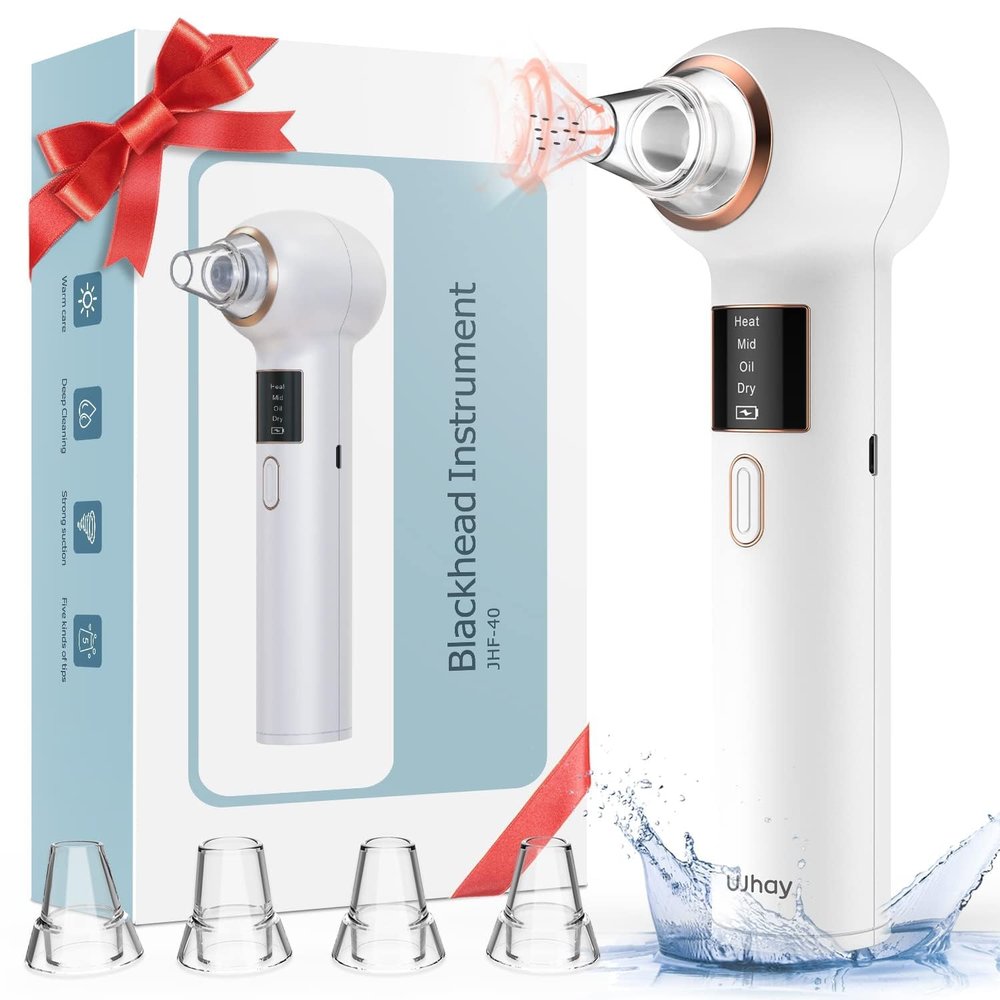 Blackhead Remover Pore Vacuum Cleaner, Rechargeable Facial Blackhead Extractor Tool - 3 Suction Power, 5 Probes for Mid, Oily, Dry Skin