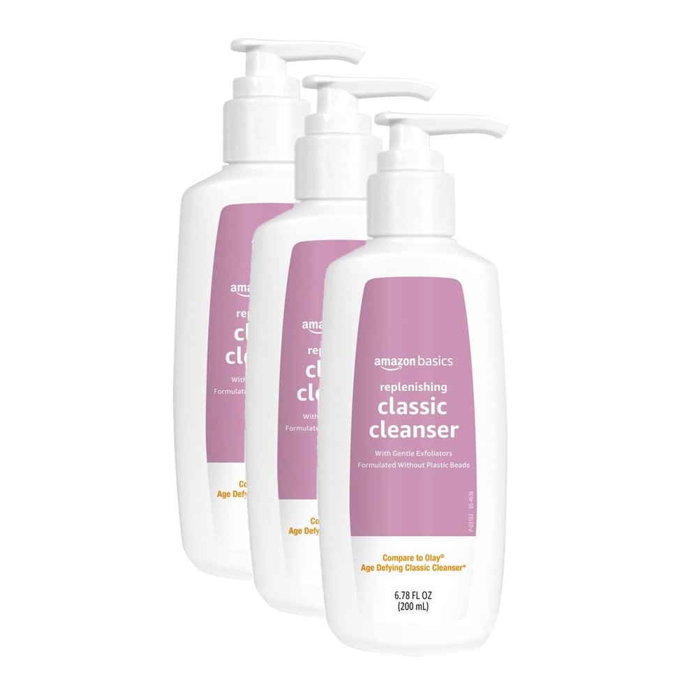 Amazon Basics Replenishing Cleanser Exfoliating Face Wash, Unscented, 6.78 fl oz (Pack of 3)