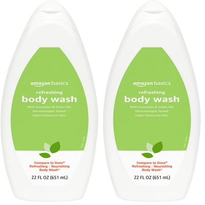 Amazon Basics Body Wash for Refreshing Skin, Cucumber, 22 fl oz (Pack of 2)