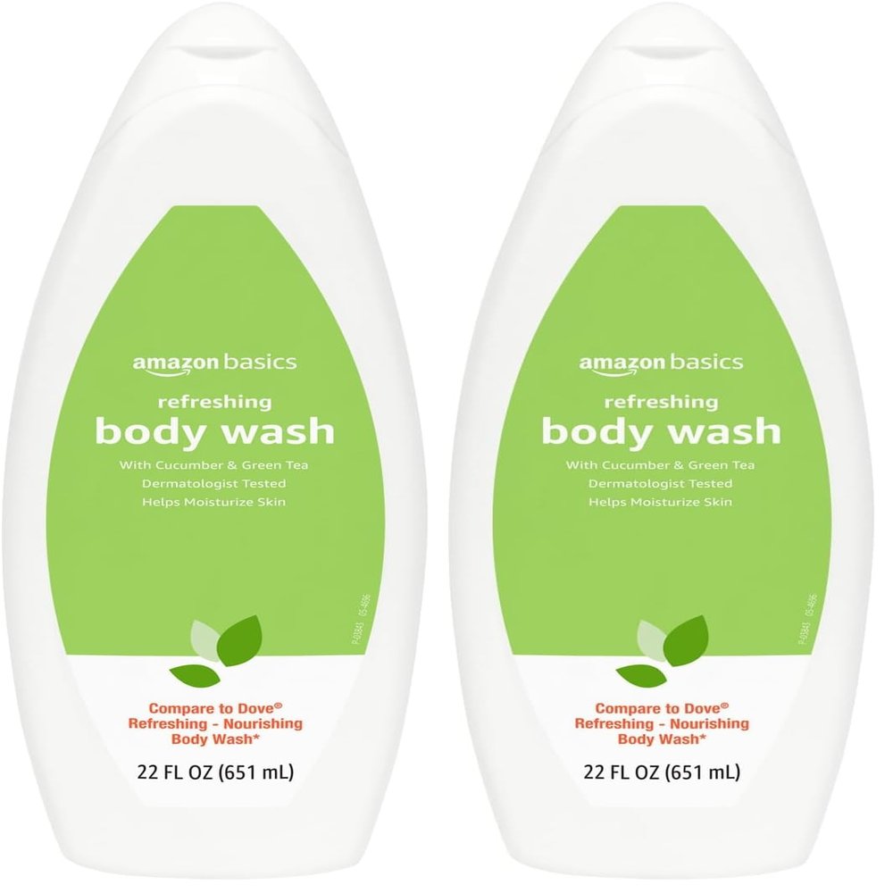 Amazon Basics Body Wash for Refreshing Skin, Cucumber, 22 fl oz (Pack of 2)