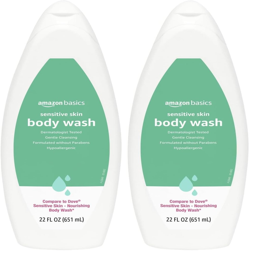 Amazon Basics Body Wash for Sensitive Skin, Hypoallergenic, 22 fl oz (Pack of 2)