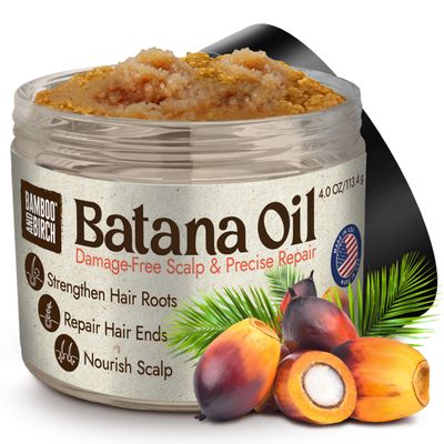 BAMBOO AND BIRCH Raw Batana Oil for Hair Growth,100% Pure, 4 Oz, for Thick and Strong Natural Hair, Stronger Hair for Men and Women