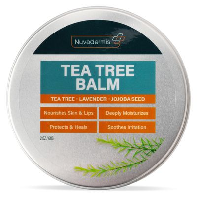 NUVADERMIS Tea Tree Oil Foot Balm  Effective Recovery Balm for Dry, Cracked Feet, Athletes Foot, Ringworm & Itchy Skin  Soothing Moisturizer  2 oz