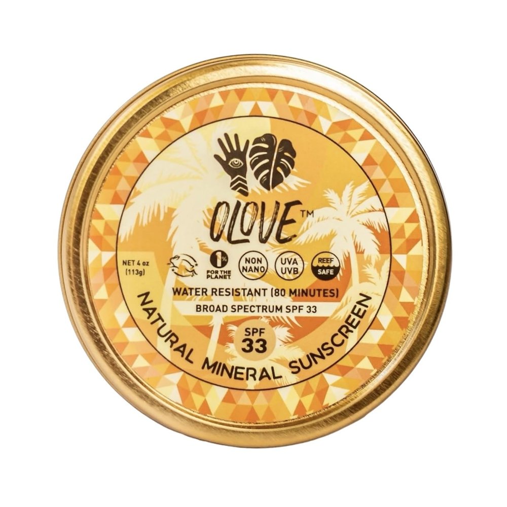 OLOVE Reef Safe Mineral Sunscreen SPF 33 Face + Body, Organic Cruelty Free Ingredients, Water Resistant, Plastic Free (2OZ)