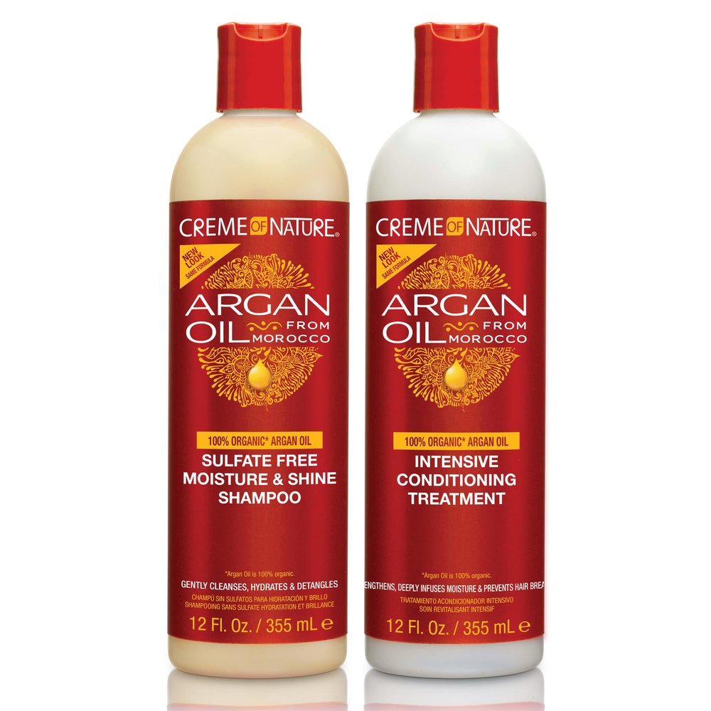 Creme of Nature Argan Oil from Morocco Sulfate-Free Moisture & Shine Shampoo & Conditioner, 2 Count