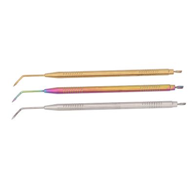 3pcs Eye Lash Separator Tint Tool with Tail Comb Long Curved Needle Eyelash Perming Tool Colorful Golden Silver