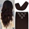 14 inches Clip in Hair Extensions Real Human Hair - 70g 7pcs 16 Clips Straight 100% Remy Human Hair Extensions for Women Dark Brown #2 Color view 1
