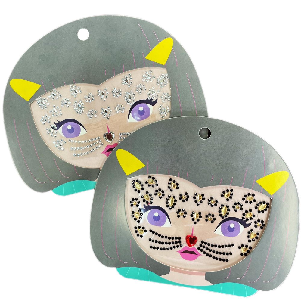 Leopard Face Jewels,Rhinestone Leopard Face Glitter Crystal Sticker for Kids,2-Pack
