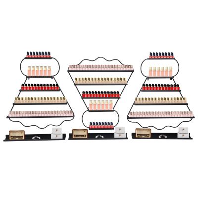 5 Tier Metal Wall Mounted Nail Polish Racks,Display Rack Cosmetic Display Case Lipstick Wall Shelf,Large Capacity Nail Polish Shelves for Homes, Stores, Cosmetics Stores (Black)