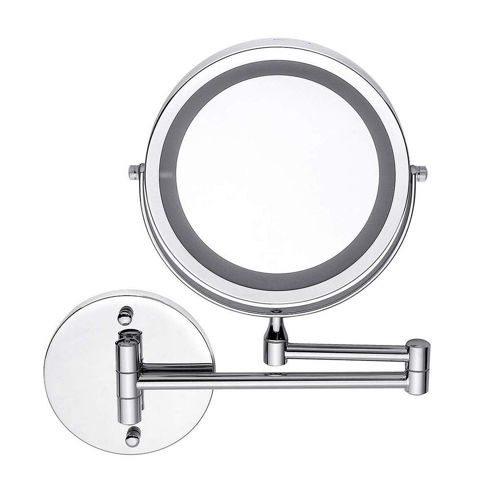 5X Folding Makeup Mirror 7 inch Magnifying Led Lighted Vanity Mirror, Portable Illuminated Bathroom Shaving Mirror 360 Swivel for Spa, Bathroom