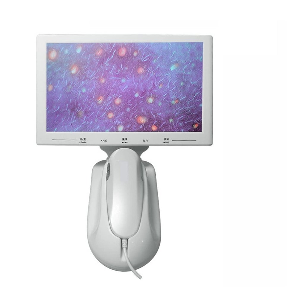 11inch UV Skin Analyzer Machine Professional Scalp Detector Hair Follicles Oil Moisture Tester Facial Skin Hair Analyser Machine Conforms to The Ergonomic Structure,50x Lens