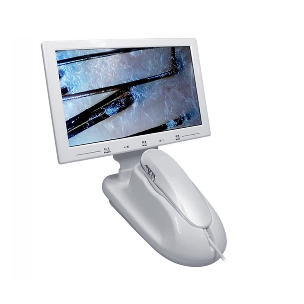 11inch UV Skin Analyzer Machine Professional Scalp Detector Hair Follicles Oil Moisture Tester Facial Skin Hair Analyser Machine Conforms to The Ergonomic Structure,200x and 50 Lens