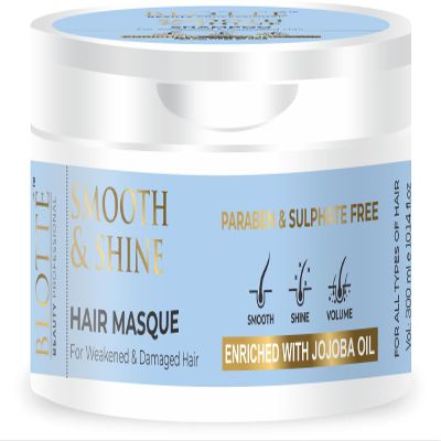 BLOTT BEAUTY PROFESSIONAL Smooth & Shine Masque - for Weakened & Damaged Hair Enriched with Jojoba Oil Paraben & Sulphate Free 300 Ml